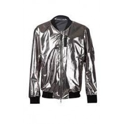 11 By Boris Bidjan Saberi Silver Satin Bomber Jacket
